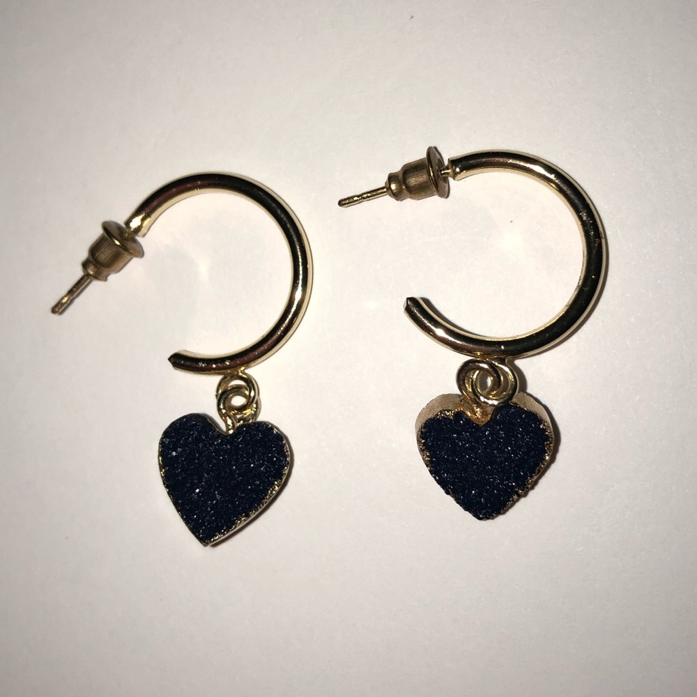 Druzy Heart Earrings 🖤